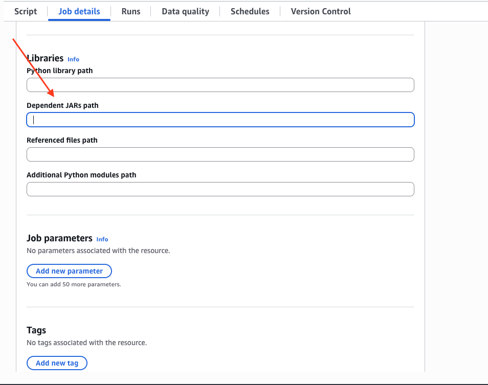 Glue Notebook JAR path options