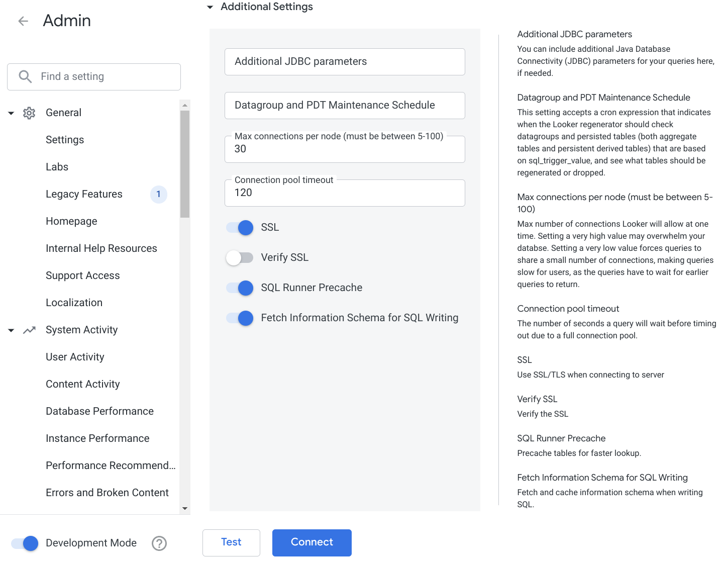 Enabling SSL for ClickHouse connection in Looker settings